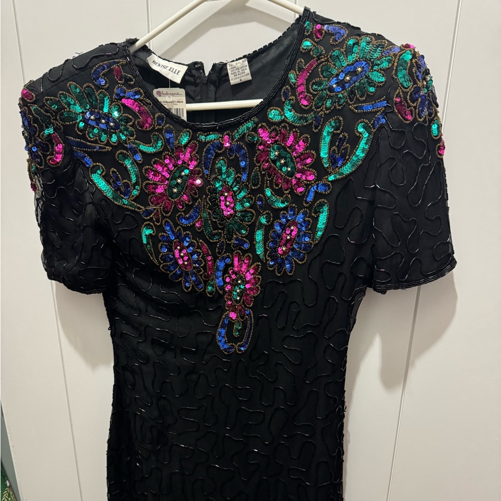 Beaded Vintage 80s or 90s Denise Elle Herberger Dress